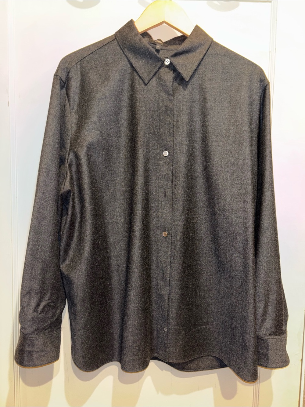 Theory Sleek Flannel Charcoal Long-Sleeve Shirt